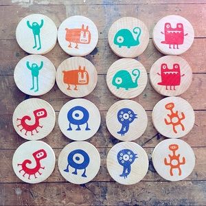 Wooden matching game monster educational